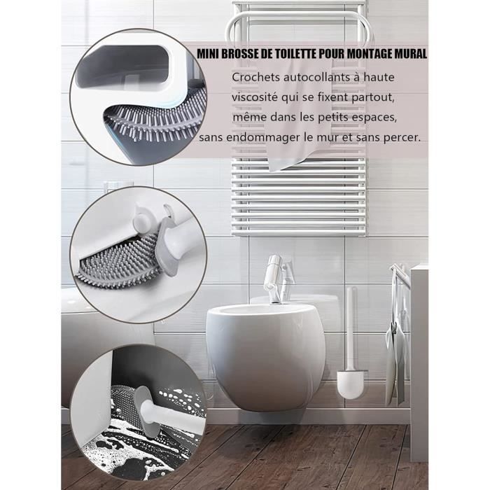 Brosse De Toilettes en Silicone Flexible avec Support, à Tête Plate avec  Poignée Longue Antidérapante pour Salle De Bain - blanc - Cdiscount  Bricolage