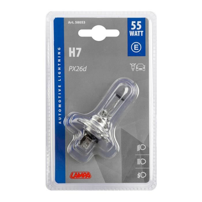 Ampoules H7 Halogène 12V 55W - Pack De 2, Lumière Blanche 3200K, Socle PX26d - Pour Phares Avant Voiture