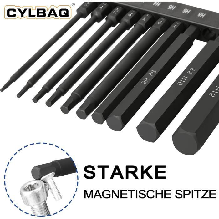 Lot De 6 Embouts De Tournevis Magnétiques S2 1/4" Hex (Acier, 50mm, Neuf, Chine)