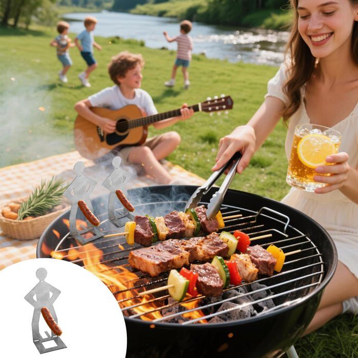 Lot De 4 Supports à Saucisses Barbecue Inox – Accessoire Original Pour Hot-Dogs, Portable Et Facile à Nettoyer