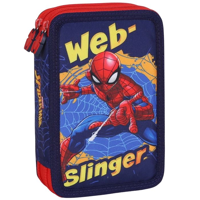 Marvel Spiderman Sac à Dos 4 Pièces Garçon - Cartable + Déjeuner + Trousse + Gourde Bleu