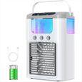 Climatiseur Portable, Ventilateur Évaporatif de Table, Lumière LED 7 Couleurs, Mini Humidificateur Silencieux pour et le Bureau