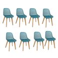 Chaises longues à pieds en bois - ALICIA-CHAISE - Lot de 8 chaises - Bleu - Contemporain - Design - 8 places-0