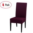 4 pièces extensible housse de chaise extensible housse de décoration pour hôtel à manger chaise haute, vin rouge-0