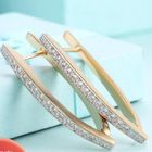 HUEIHWOH Boucles d'oreilles - Couleur Champagne Doré - Oxyde de zirconium - 3 mm - 37 mm - Dormeuse