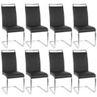 Chaises de Salle à Manger - JEOBEST - Mia Noir - Lot de 8 - Simili (PU) - Métal