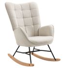 MEUBLES COSY Fauteuil à bascule allaitement scandinave avec accoudoirs en tissu beige à surpiqûres - FUNKEL