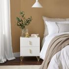 SoBuy Table de Chevet Moderne avec 2 Tiroirs, Table de Nuit et Table d'Appoint Rangement, pour Chambre, Salon, Blanc, 40x40x47cm