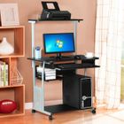 Yaheetech Bureau Informatique avec 3 Tablettes de Rangement Roulettes avec Freins Bureau Ordinateur Noir 80 x 50 x 132 cm
