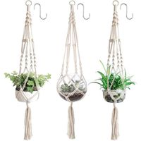3 pièces de coton corde de chanvre sac en filet pot de fleur gland dentelle plante cintre suspendu en pot jardinage décoratif pot