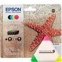 Multipack 4 cartouches d’encre Epson 603 pour imprimante Epson Expression Home XP 3105 XP3105 XP-3105 + un surligneur PLEIN D’ENCRE