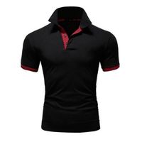 Homme Polo Shirt Manches Courtes Tennis Golf Poloshirt d'Eté Sport Stretch T-Shirt Noir