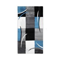 RUBY CUBES - Tapis à motifs abstraits esprit contemporain 80 x 150 cm Bleu