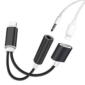 CÂBLE TÉLÉPHONE Cable Double Adaptateur port Lightning avec prise Jack 3.5 mm pour iPhone 14 Couleur Noir -Yuan Yuan