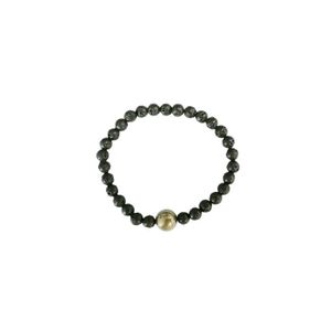 Bracelet Perles Pyrite Et Bois 8 Mm – Fabriqué En France, Neuf Avec étiquette