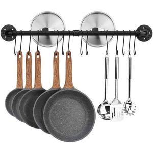 LbsAMP Lot De 2 Barres à Crochets Rotatives 360° Acier Inox - 6 Crochets Par Barre, Fixation Vis Ou Adhésif, Organisation Cuisine Et Salle De Bain