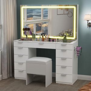 Coiffeuse d'angle Tilda Blanc + LED acheter