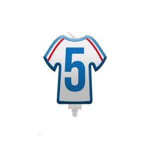 BOUGIE ANNIVERSAIRE BOUGIE CHIFFRE 5 MAILLOT FRANCE FOOTBALL 8CM  Blan