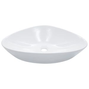 LAVABO - VASQUE Lavabo lave-mains vasque à poser en céramique blanche - Helloshop26 - 58,5 x 39 cm
