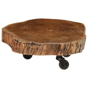 TABLE BASSE Table basse - CIKONIELF - Bois d'acacia massif - Surface polie, peinte et laquée - Avec 3 roulettes