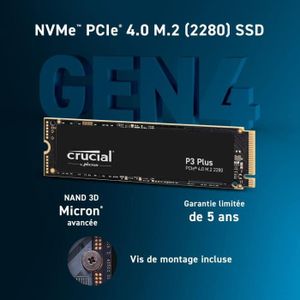 DISQUE DUR SSD SSD Crucial P3 Plus 2To M.2 PCIe Gen4 NVMe SSD int