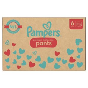 COUCHE Couches-culottes Pampers Premium Protection Taille 6 - Pack 1 mois