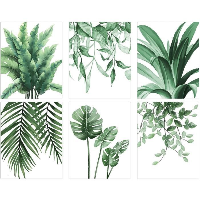 Lot de 6 Affiche Vertes Plante,Feuilles Murale Art Posters Pour Salon,Affiches de Feuilles Tropicales,Poster Toile de Pl 87 - Cdiscount Maison