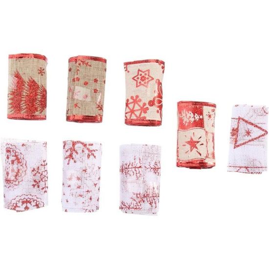 6 Rouleaux De Ruban à Motifs Noël En Bois – État Neuf, Occasion