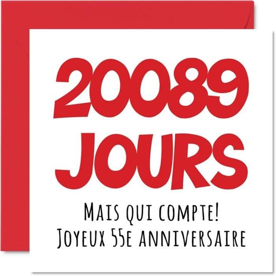 Carte D'anniversaire Humour 55 Ans Pour Femme, Homme, Fille, Fils - Intérieur Vierge Personnalisable