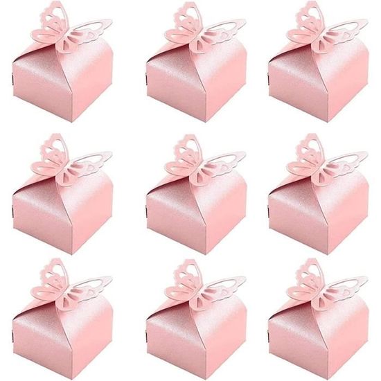 Boite Bonbons Ariage Boite Dragees Baptee Boîte à Dragées 50 PCS Rose Boite De Bonbons Avec