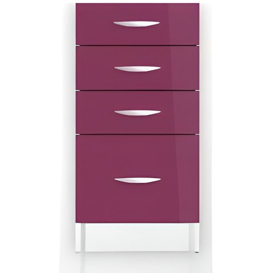 meuble cuisine bas 40 cm 4 tiroirs oxane aubergine achat vente elements bas meuble cuisine bas 40 cm 4 cdiscount