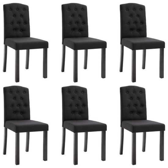 [Style Campagne] 69486 Lot de 6 Chaises à dîner - Chaise à dîner - Chaise de salle à manger - Noir - Tissu