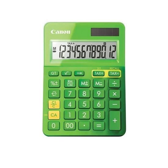 CANON Calculatrice de bureau LS-123K - 12 chiffres - Panneau solaire, pile - Vert métallisé