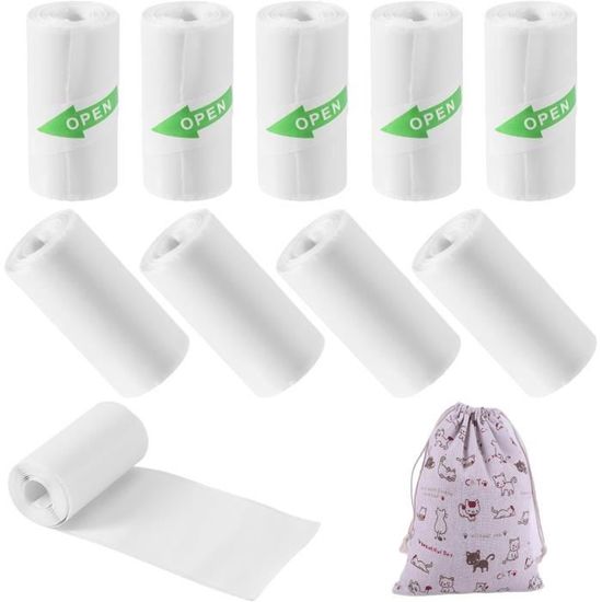 10 Rouleaux Papier Thermique Pour Mini Imprimante Photo - Autocollants 57x25mm, Sans Encre, Blanc Adhésif