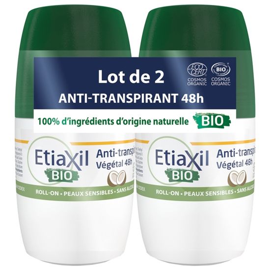 Etiaxil Déodorant AntiTranspirant Végétal 48h Bio Lot de 2 x 50ml Cdiscount Au quotidien