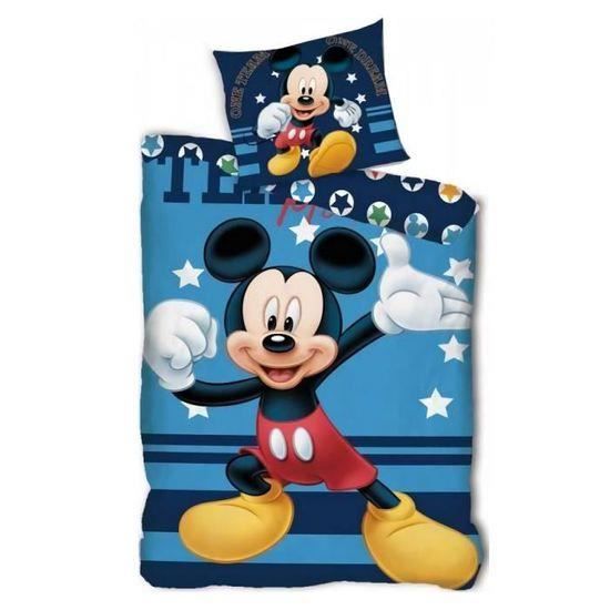 mickey disney parure de couette 140x200 taie d oreiller drap housse 90x190 rouge homerokk cdiscount maison