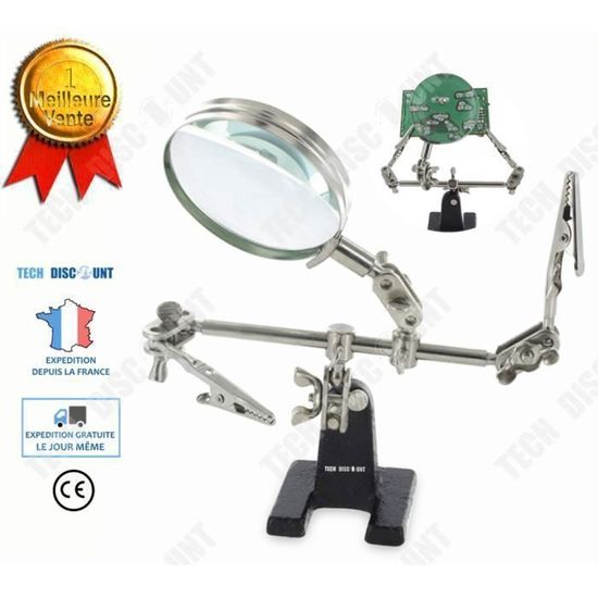 Loupe éclairante 5X/15X Avec 4 LED - Main Libre, Légère, Pour Lecture, Bijoux, Bricolage - Idéale Seniors Et Malvoyants