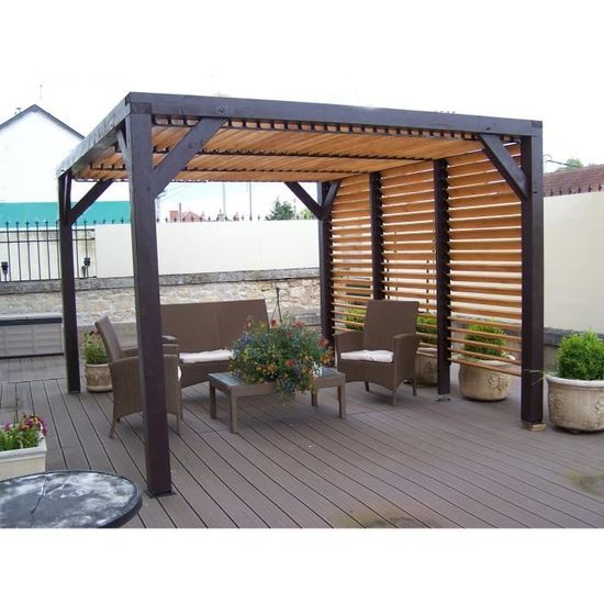 Habrita Auvent Bois Lamelle 10 86 M Achat Vente Pergola Auvent Bois Lamelle 10 86 M Cdiscount