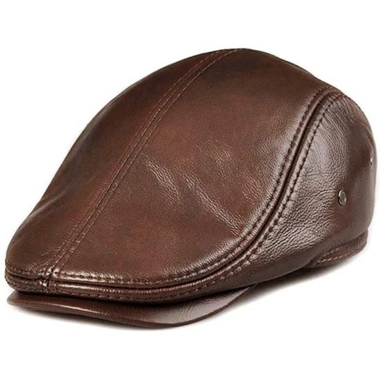 Ancient Brown-XXL -Béret en cuir de vache véritable pour homme, casquette de chasse, bonnet de camionneur, chapeau de sport