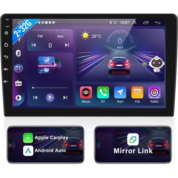 Autoradio 2+32G Android 12 Double Din Avec Ai Intelligent Voice Et Carplay  Android Auto, Radio Hd À Écran Tactile 9 Pouce Avec - Cdiscount Auto