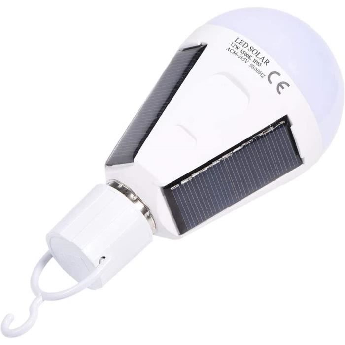 Ampoule solaire 12W, lampe d'ampoule solaire d'urgence étanche E27