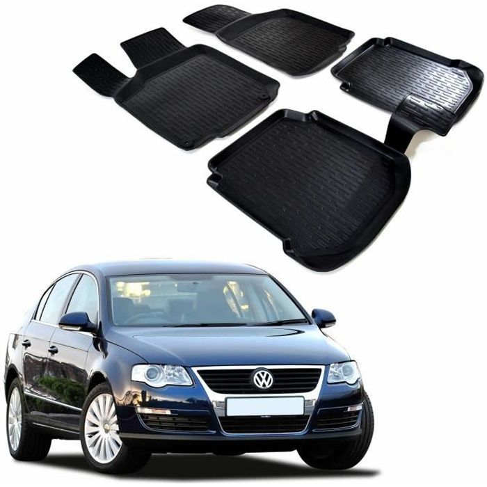 - 3D TAPIS DE SOL EN CAOUTCHOUC PREMIUM COMPATIBLE AVEC PASSAT B6 2005 -2010 4 pièces SCOUTT