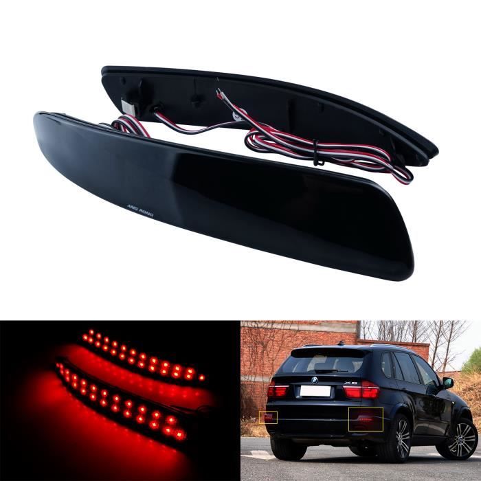 ANGRONG Gauche + Droite LED Pare-chocs Arrière Réflecteur feu de Freinage lentille noir Pour BMW X5 E70