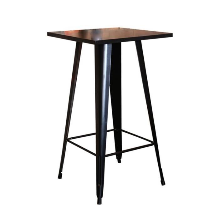 YIS Table Haute de Bar - Carré 60 cm - Table de bistrot pour Cuisine ou Exterieur Jardin terrasse Balcon - Hauteur: 103 cm noir