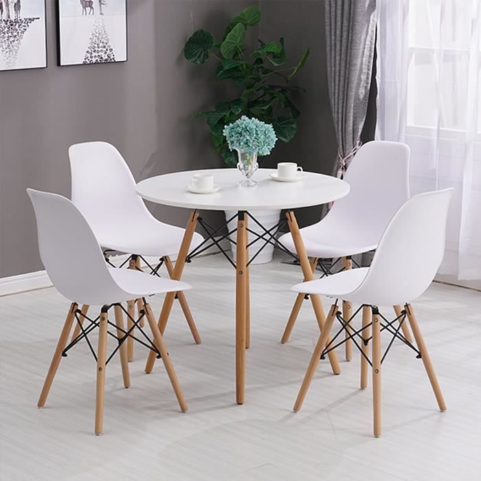 LOT DE 4 CHAISES DESIGN BLANC NINA 45 x 41 x 82 cm