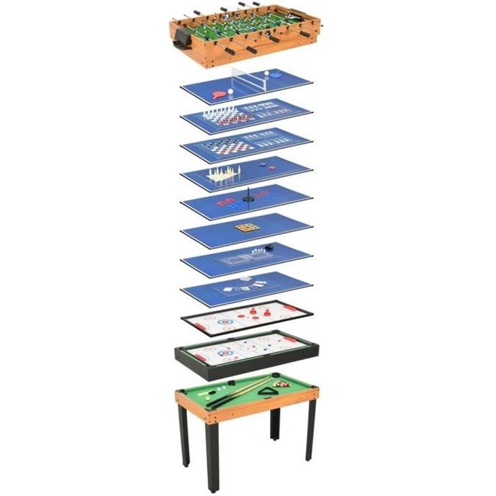 Table multi-jeux multiple 15 en 1 121x61x82 cm Érable