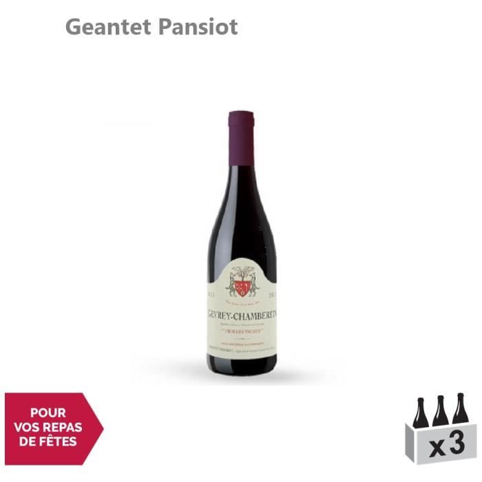 Gevrey-Chambertin Vieilles Vignes Rouge 2017 - Lot de 3x75cl - Geantet Pansiot - Vin AOC Rouge de Bourgogne - Cépage Pinot Noir