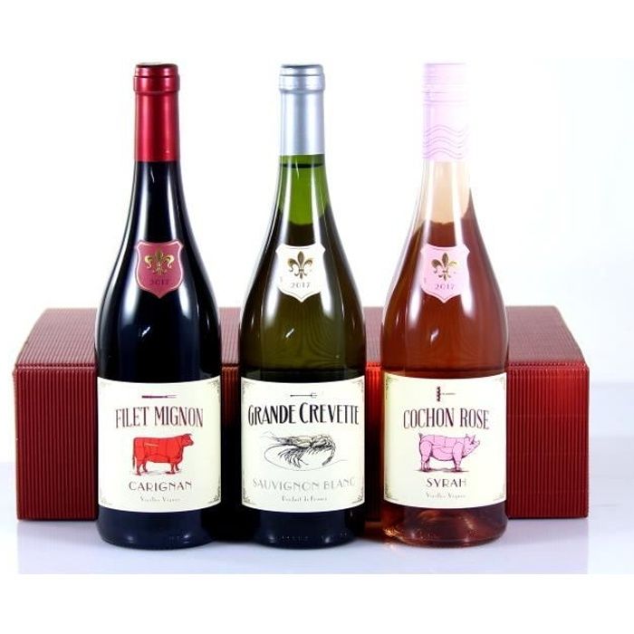 Coffret Cadeau Vin -Le Bistrot- - lot de 3 bouteilles de vin avec coffret