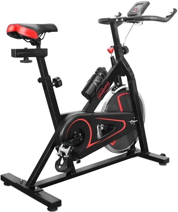 Vélo d'appartement avec écran pulsomètre volant d'inertie de 10 kg selle guidon et résistance réglables vélo d'exercice de fitness