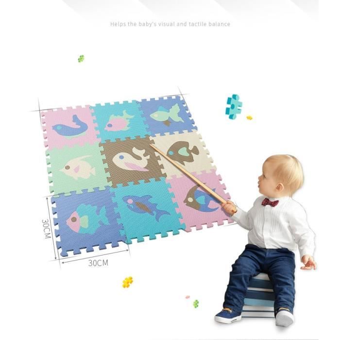 Tapis d'éveil,Tapis de Puzzle de mousse d'eva de tapis de modèle d'animal de bande dessinée avec la barrière - Type 9 Pcs no fence